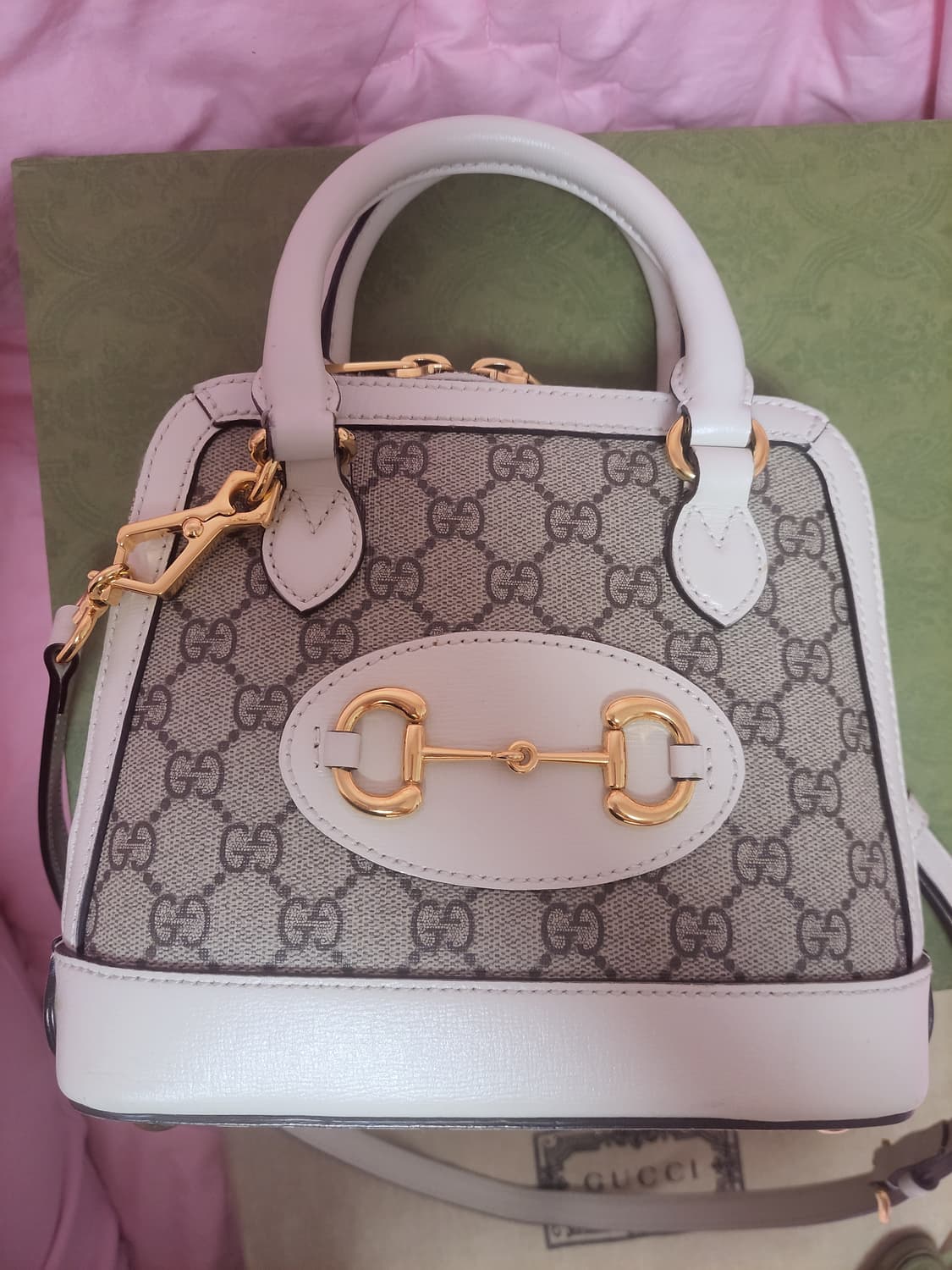 정품)급처상태좋음!구찌 홀스빗 1955 미니 탑핸들 토트백크로스숄더백가방 상품이미지4