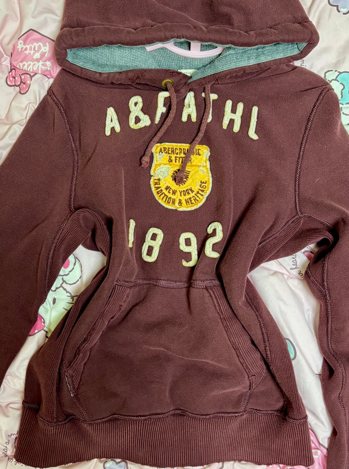 (유일매물) 아베크롬비 버건디 팥죽 후드티 상품이미지1