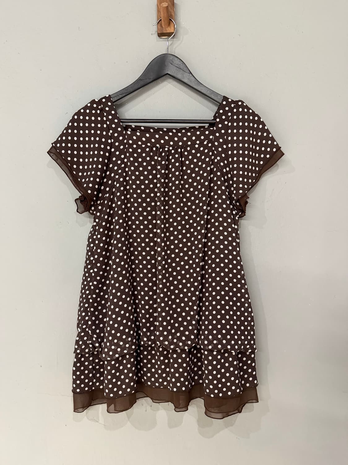 dot pattern frill layered detail top 상품이미지5