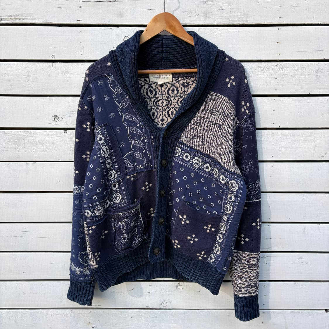 Polo 폴로 데님앤서플라이 페이즐리 패치워크 니트 가디건 상품이미지1