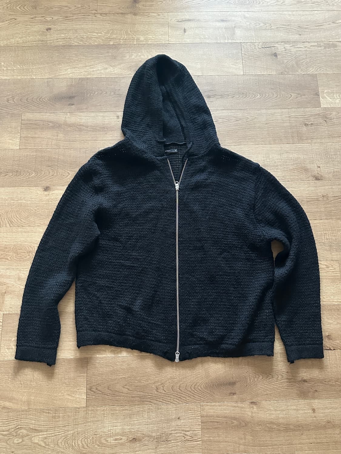 해칭룸 모헤어 니트 후드집업 블랙 3사이즈 상품이미지1