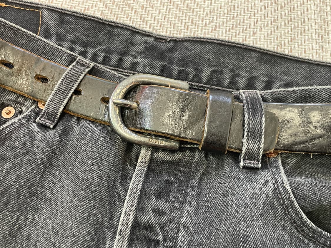 빈티지 levis  solid brass 소가죽 레더 벨트 상품이미지2