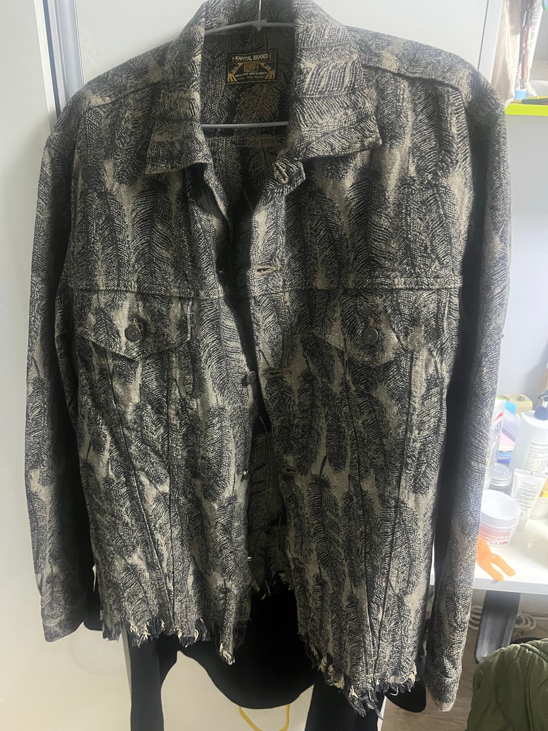 캐피탈 12온즈 맥파이 데님 3세대 자켓 블랙 베이지 상품이미지2