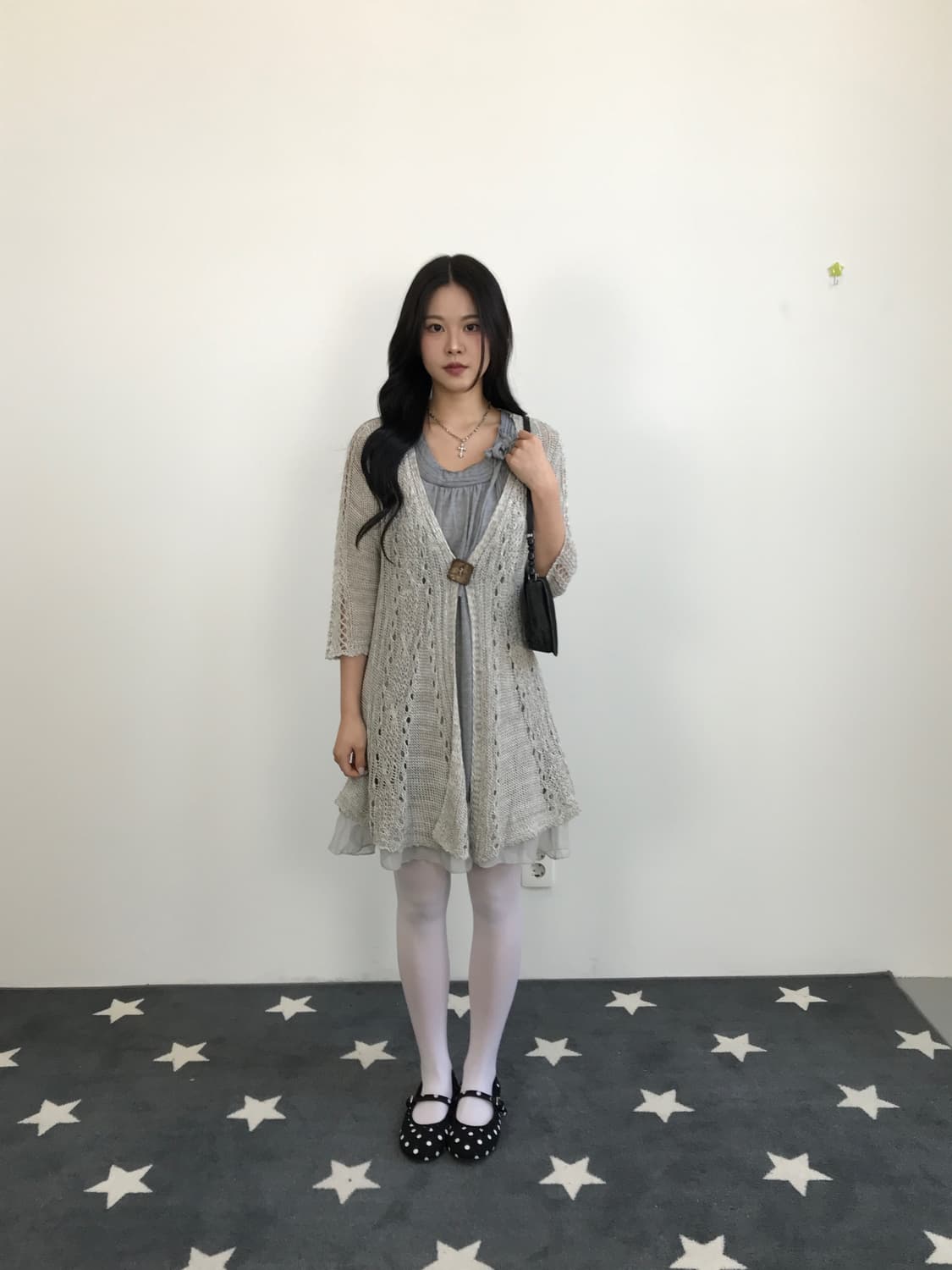 Jpn Wood Button Gray Cardigan 상품이미지1