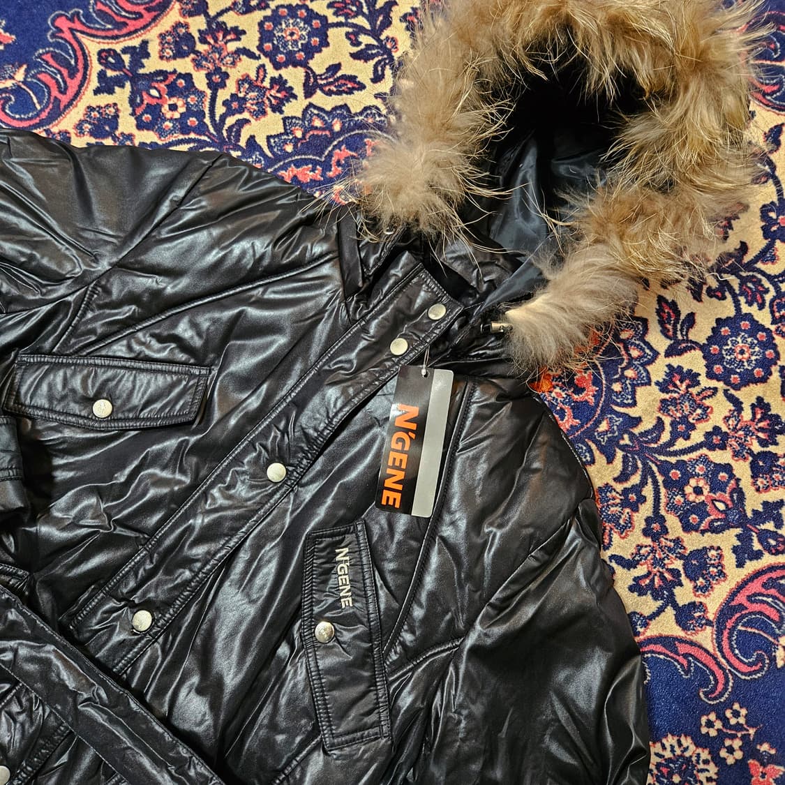 (새상품) 엔진(N'GENE) 00's 글로시 퍼 벨티드 유광 패딩점퍼  상품이미지2