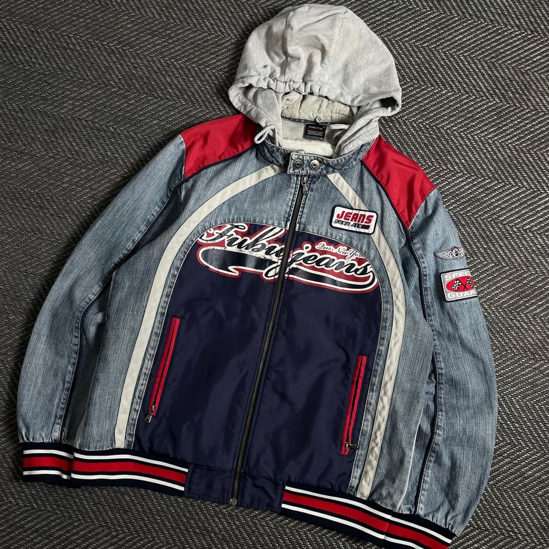 00s Fubu 후부 올드스쿨 데님 믹스업 레이싱 자켓 y 5047 상품이미지1