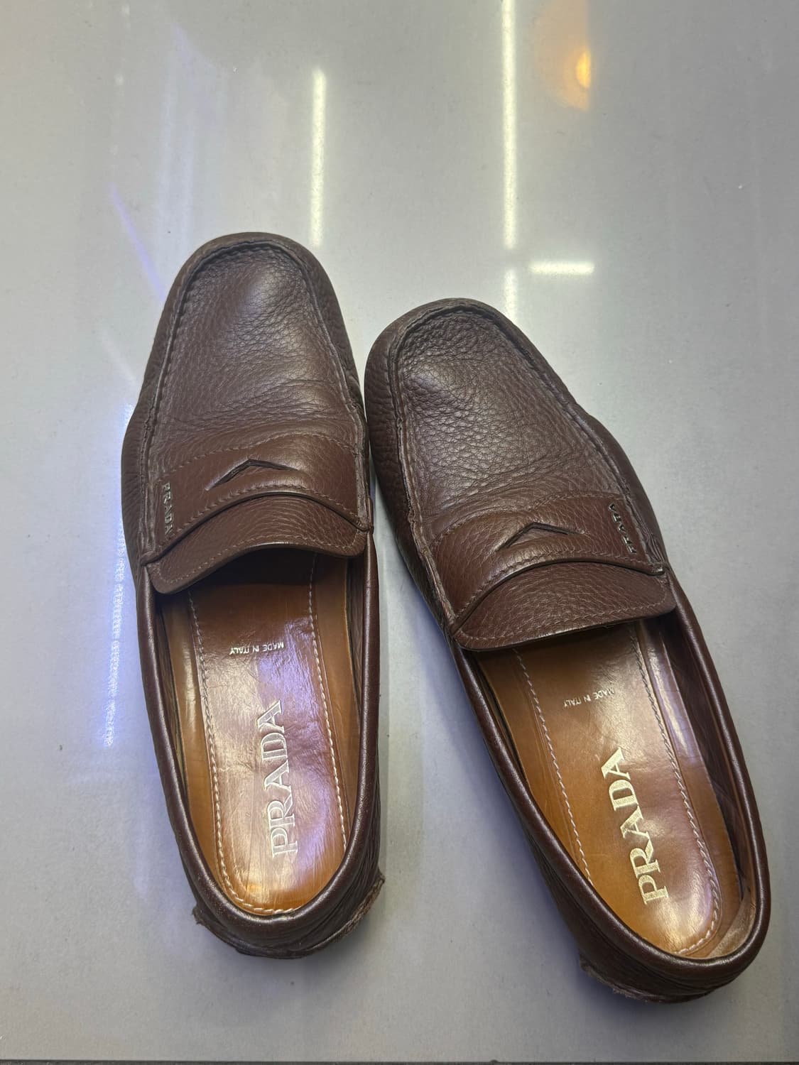 프라다 가죽 로퍼 브라운 상품이미지4