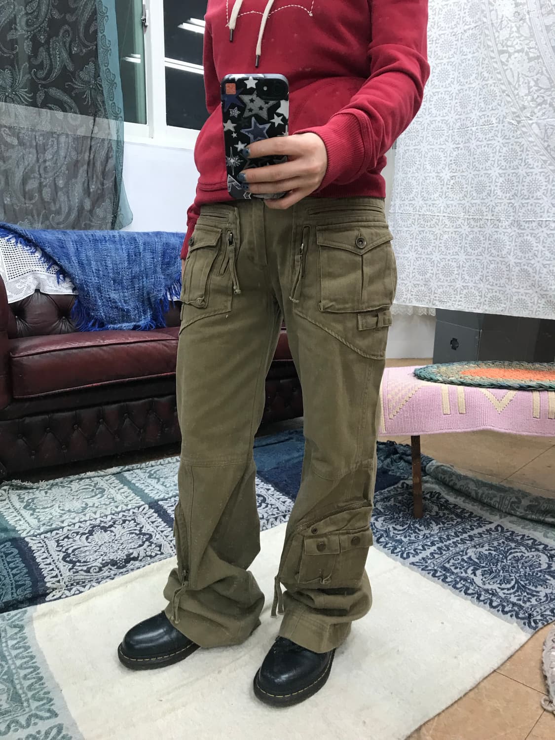 빈티지 여성 포켓 지퍼 디테일 카고팬츠  상품이미지1