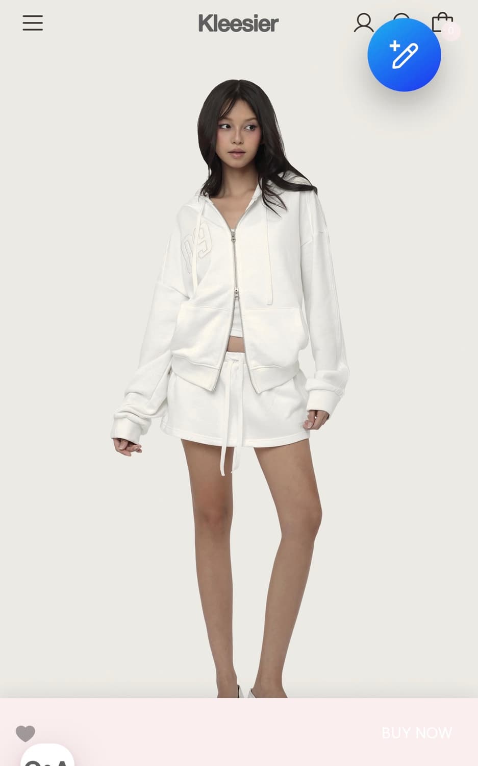 클리시어 09 넘버링 후드집업 화이트 상품이미지1