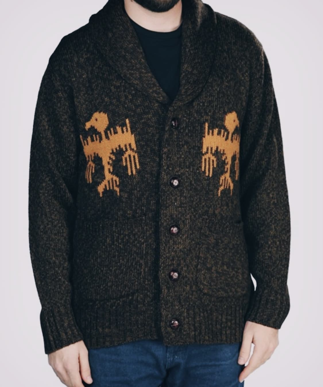 [M]오베이 숄카라 가디건 브라운 상품이미지4