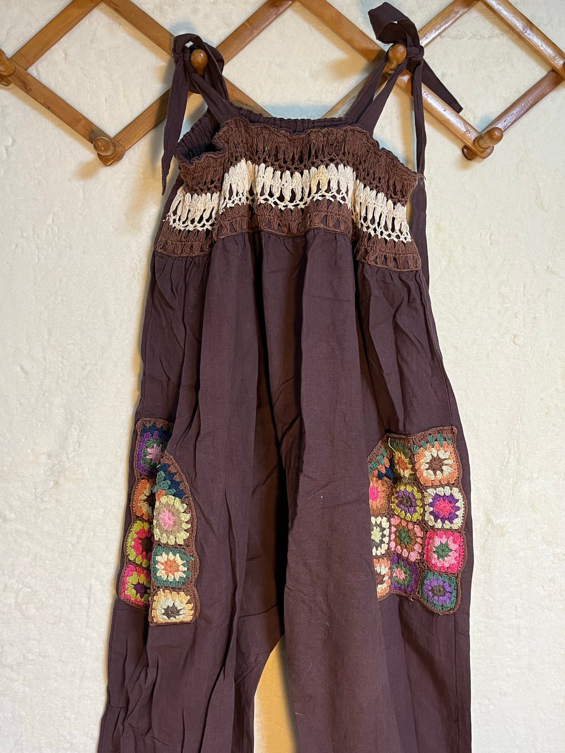 빈티지 히피 모리걸 크로쉐 뜨개 멜빵  상품이미지1