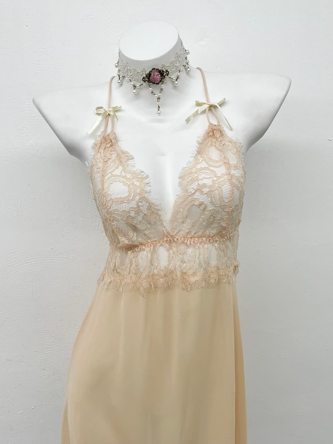 시어 레이스 리본 슬립 상품이미지2