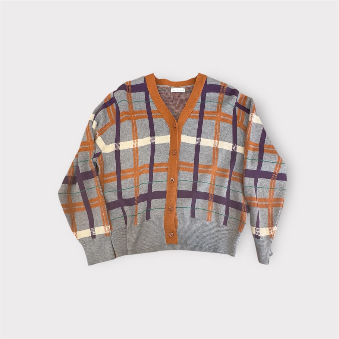 차콜 브라운 체크니트 상품이미지1