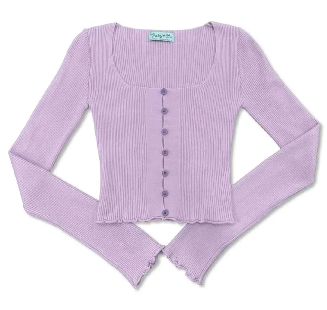 Palejade 페일제이드 프릴 버튼 가디건 [퍼플] 상품이미지1