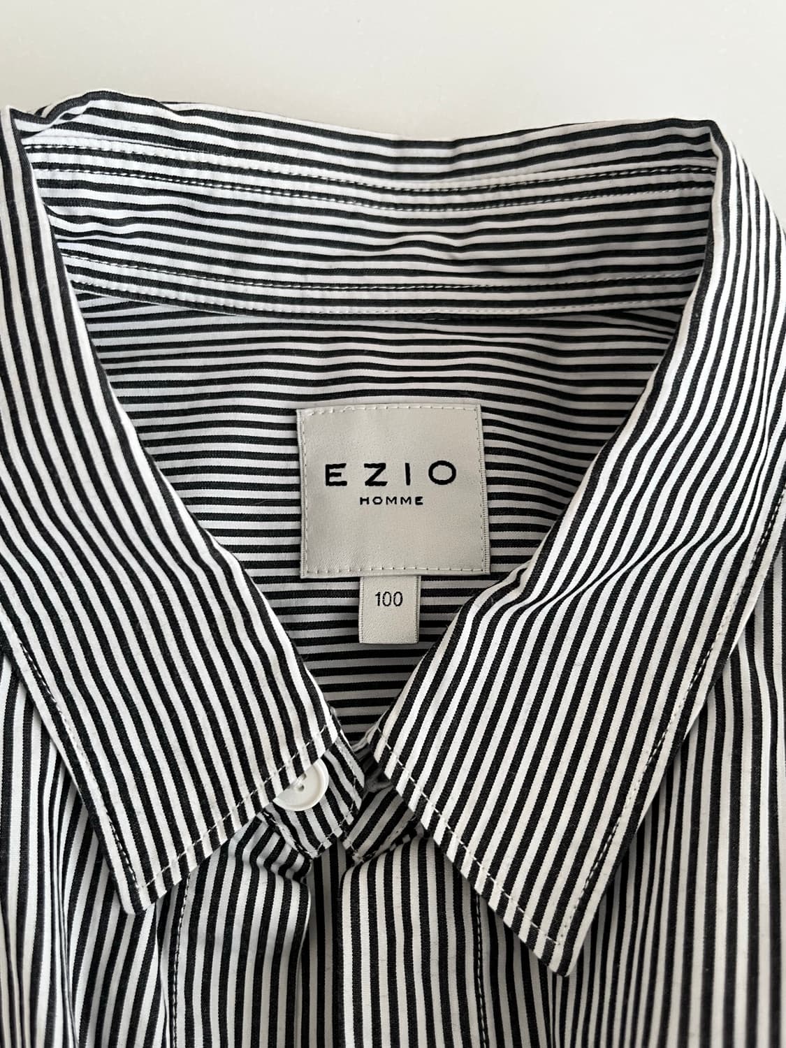 100) 이지오 옴므 EZIO 스트라이프 셔츠 블랙 상품이미지4