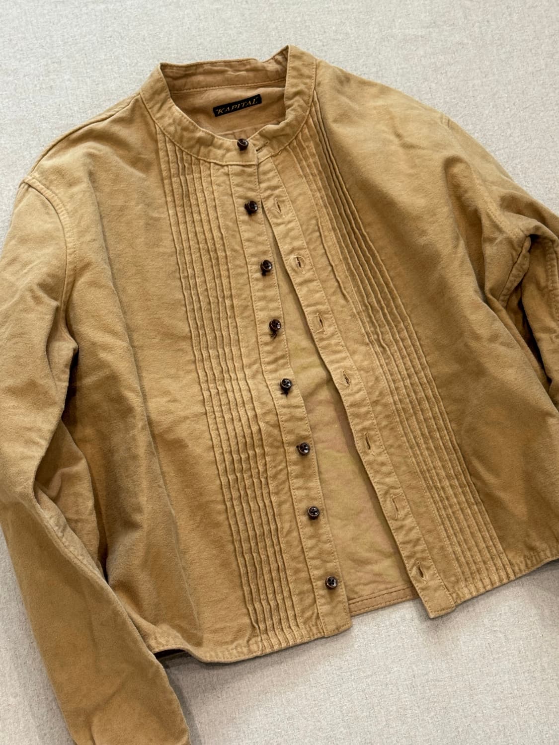 캐피탈 크롭 논카라 셔츠 자켓 상품이미지2