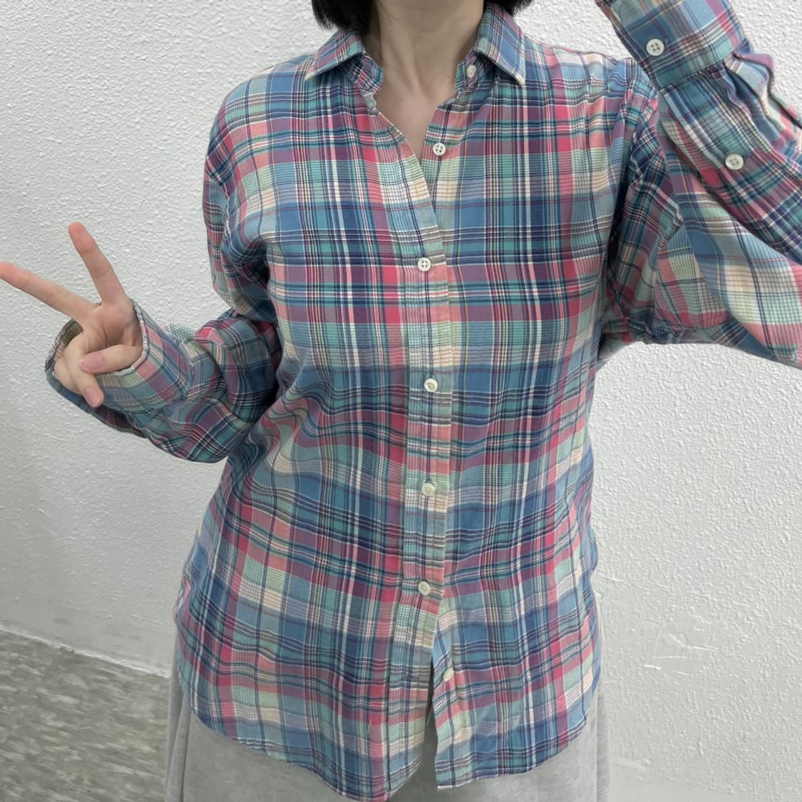 폴로 랄프로렌 핑크소라포니 긴팔 셔츠 M 상품이미지5
