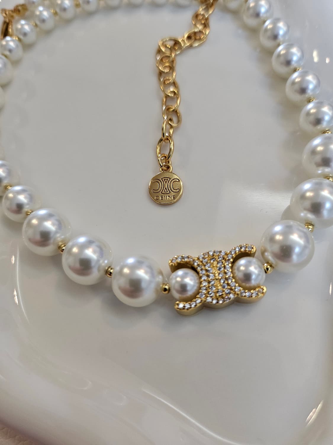 셀린느 양면 트리옹프 스왈진주 초커 목걸이 업사이클링 상품이미지4