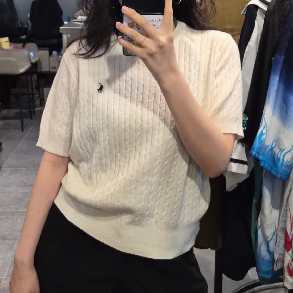 [NO.9] 폴로 꽈배기 반팔 니트 화이트 상품이미지3