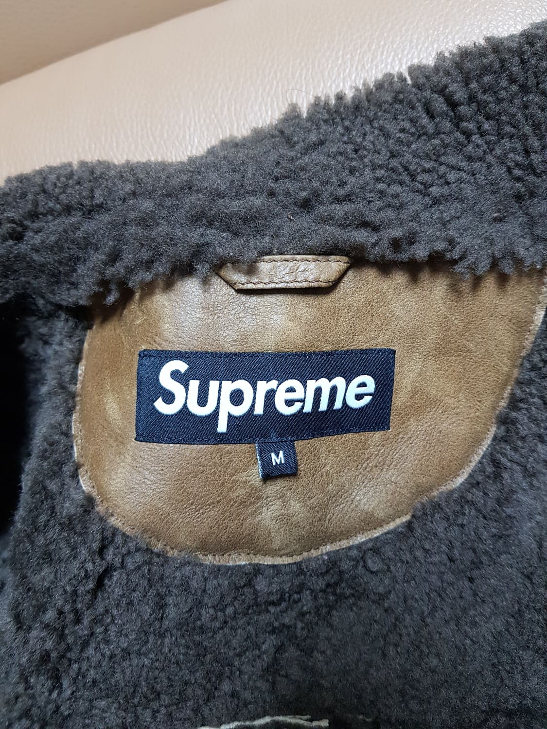 슈프림 패치워크 셰어링 B-3 레더 무스탕 자켓 18FW 상품이미지6