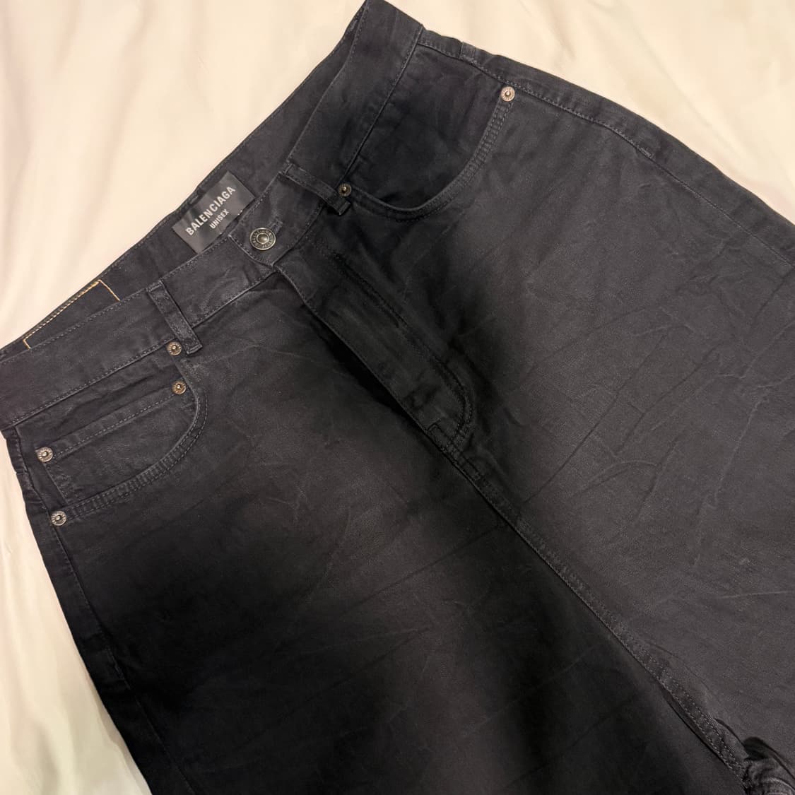 발렌시아가 크링클 로우 크로치 데님 팬츠 블랙 [S] 상품이미지2