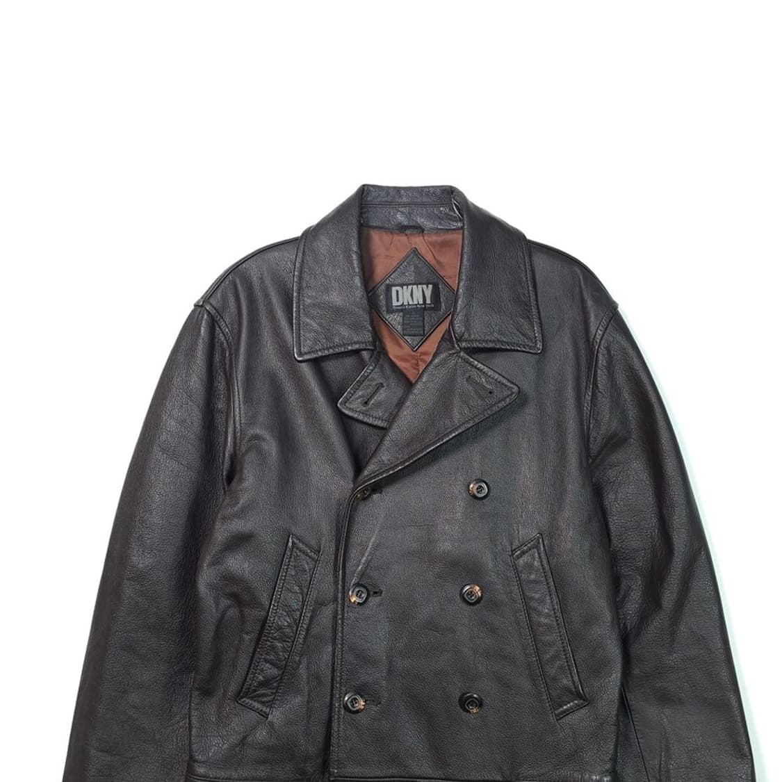DKNY 리얼레더 더블 코트 S 상품이미지3