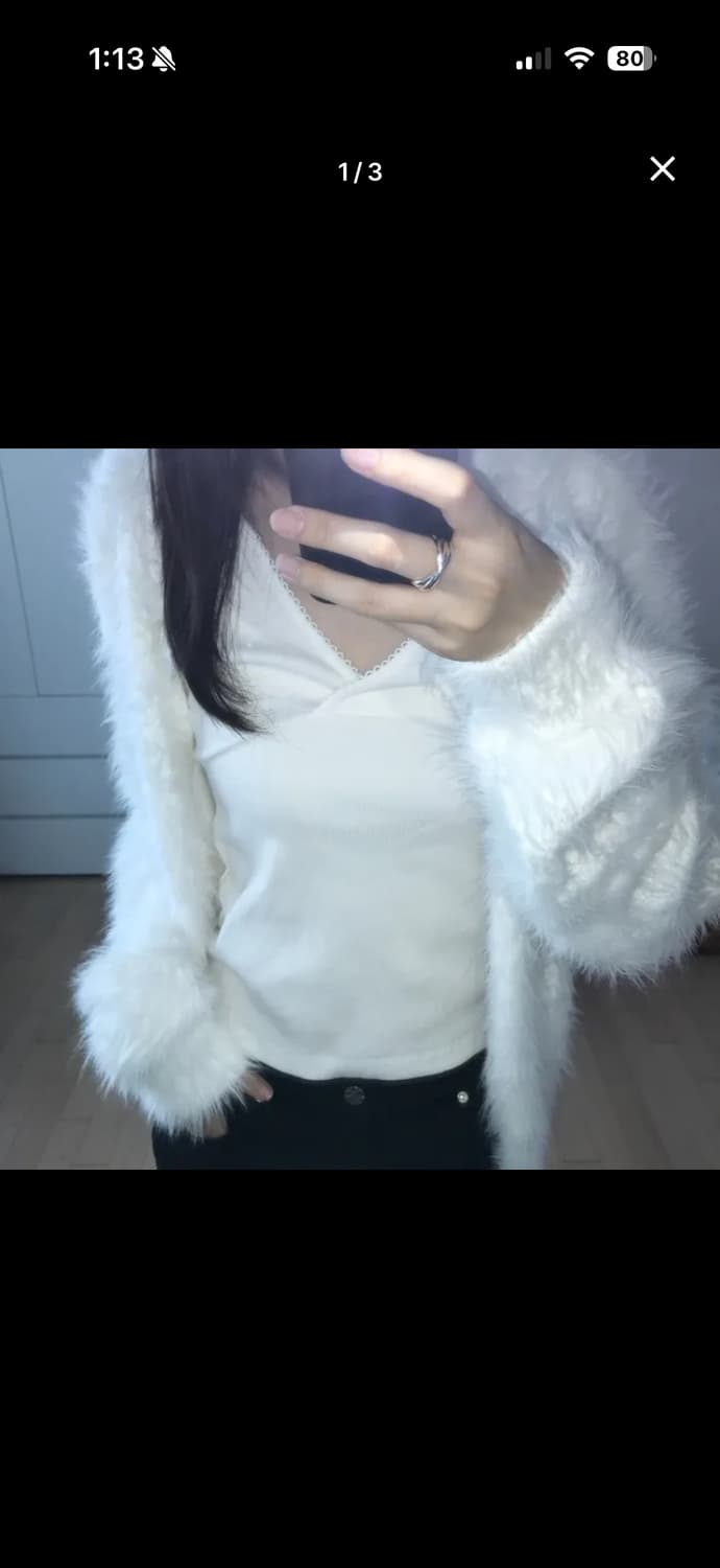 Nonstophaus 흰색 퍼가디건 상품이미지2