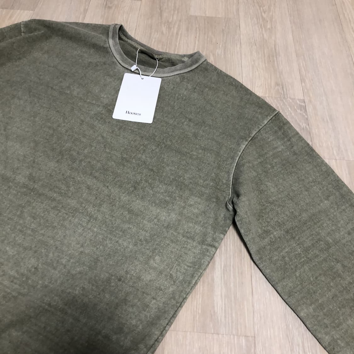(L) 새상품 후브스 Hooves 가먼트 다잉 롱 슬리브 워시드 카키 상품이미지5