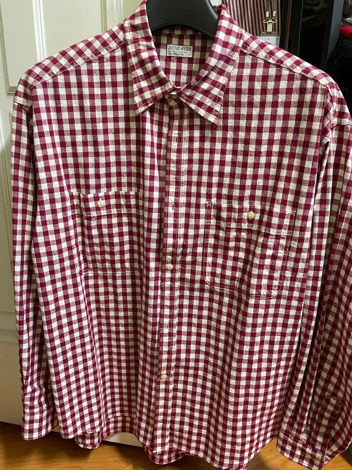 비헤비어 코튼 넵 로버 셔츠 레드체크 2사이즈  상품이미지1