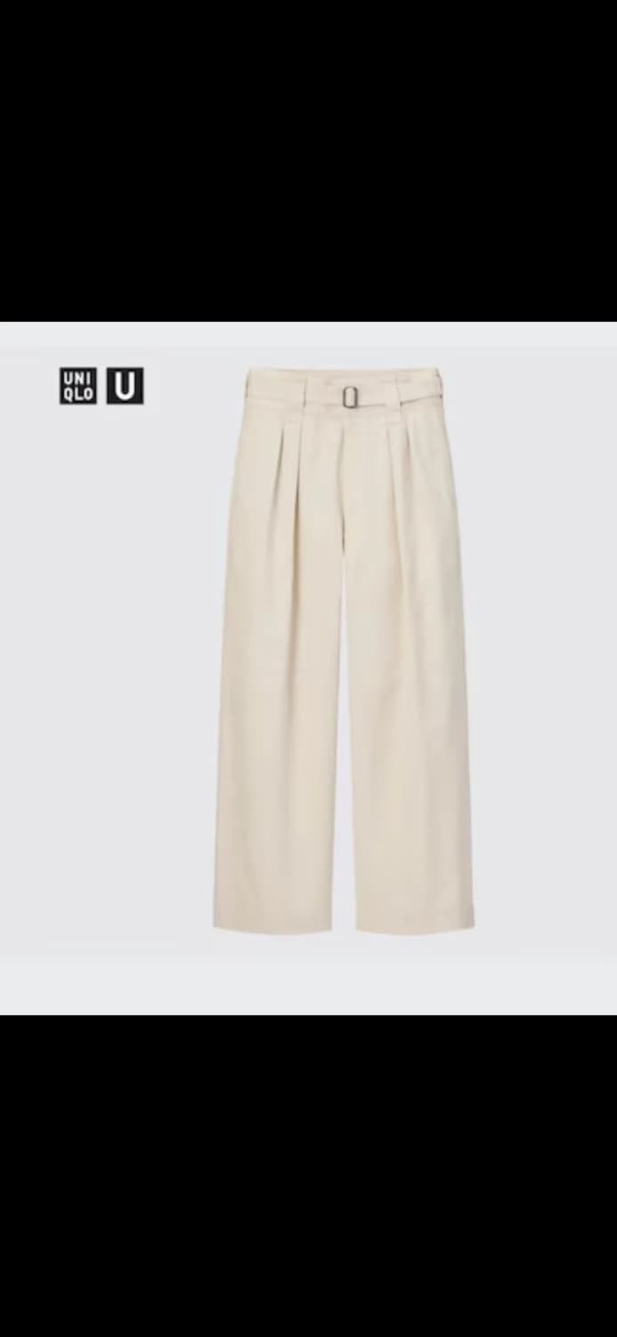 새상품) 유니클로 벨티드 턱 와이드 팬츠 상품이미지5