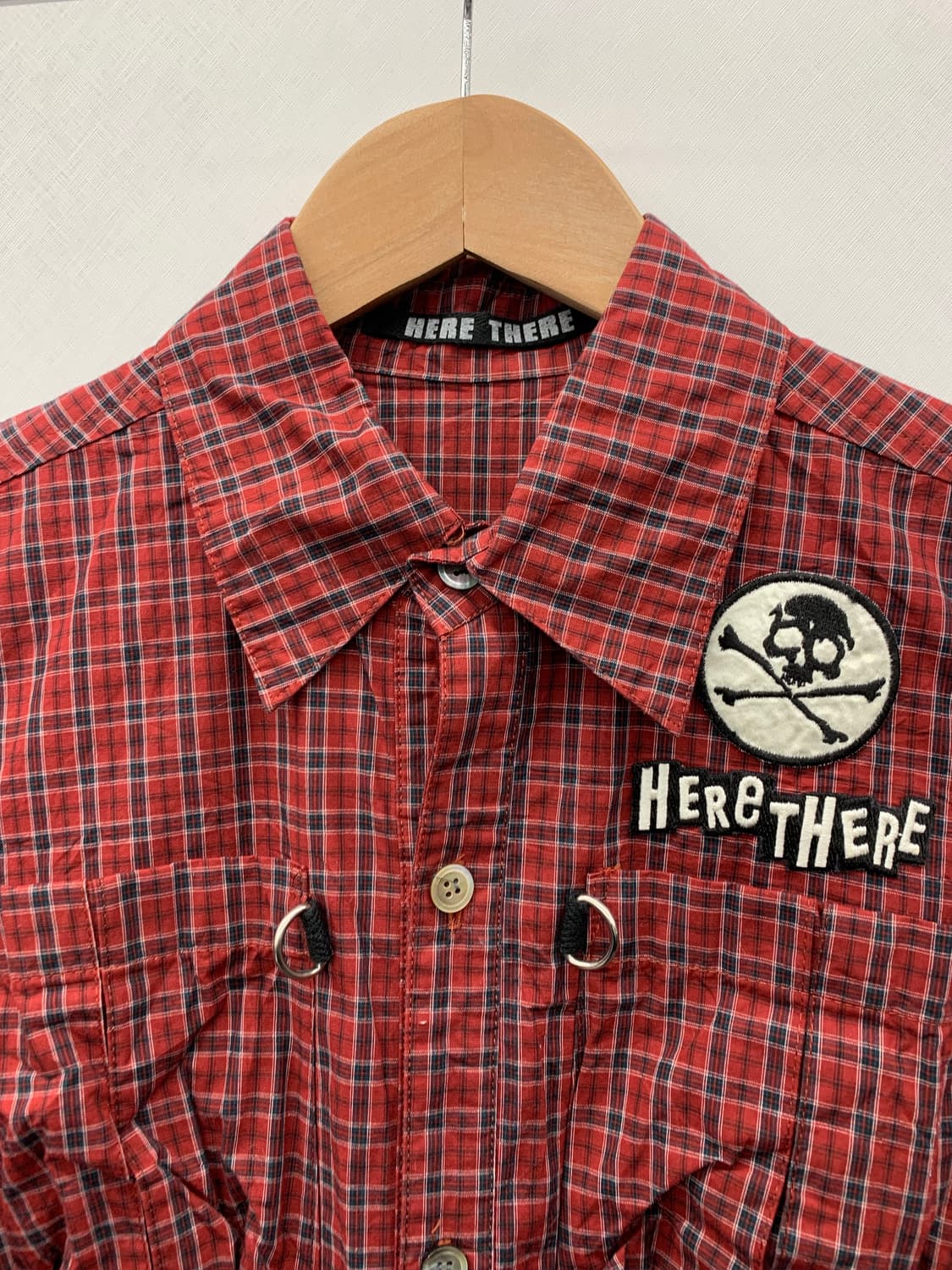 Here there 고스 펑크 본디지 타탄 체크 셔츠 상품이미지6