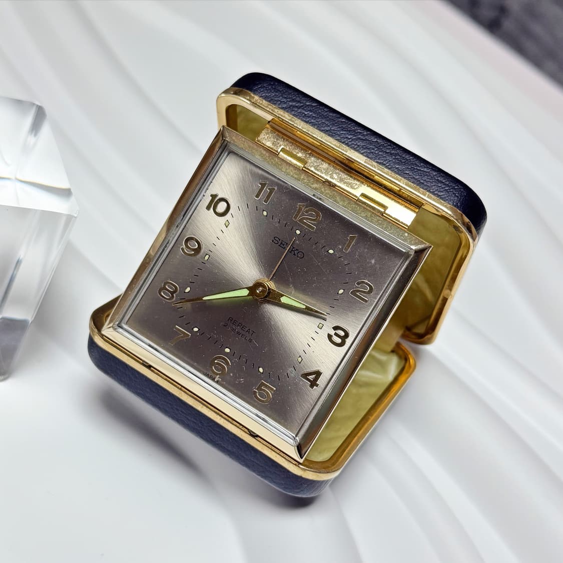 80s90s 세이코 빈티지 블랙 트래블 클락 접이식 휴대용 탁상시계 상품이미지3