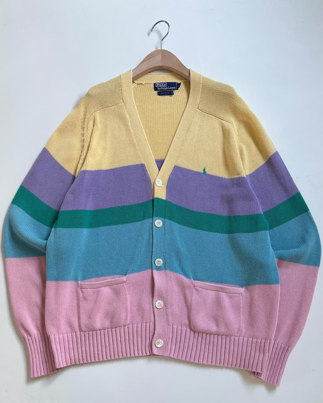 Polo 폴로 랄프로렌 00‘s 배색 단가라 코튼 브이넥 가디건 상품이미지3