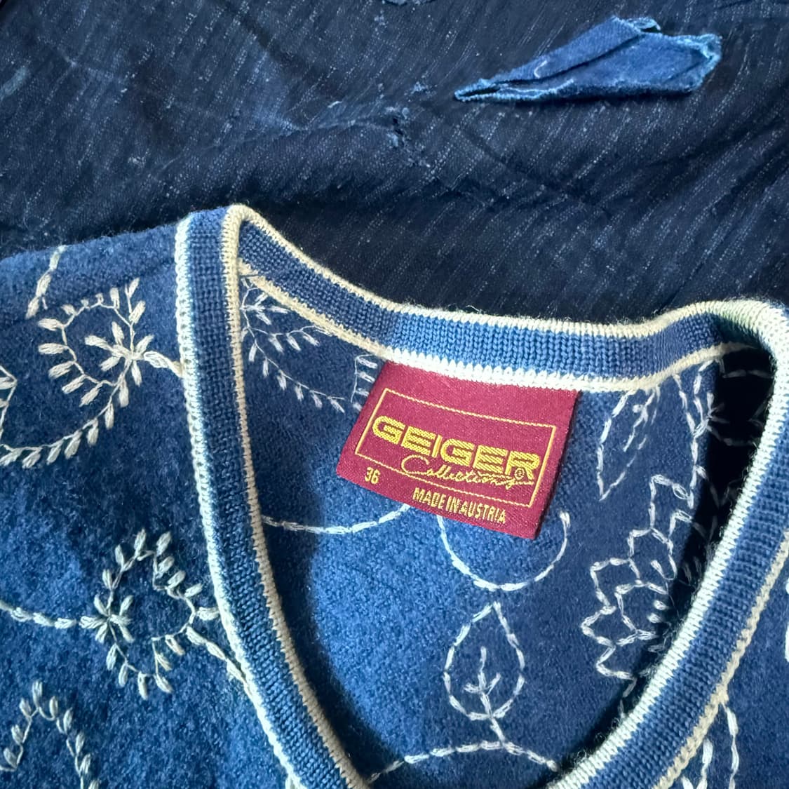 90‘s Geiger  플라워 스티치 울 가디건 36 상품이미지5