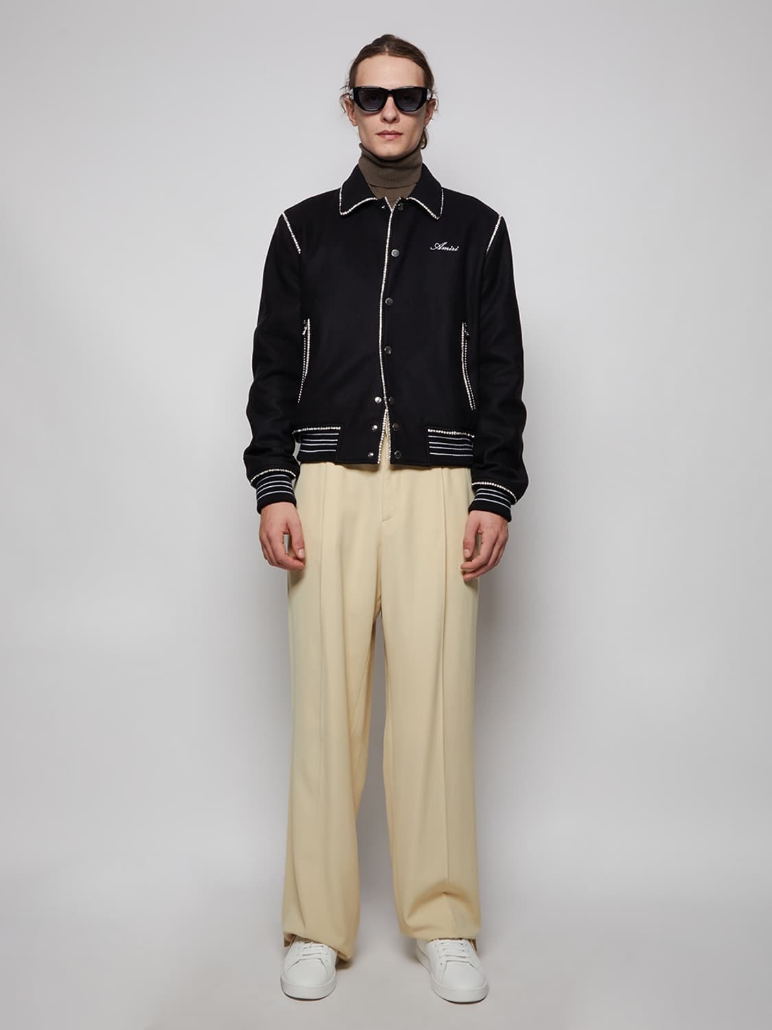 아미리(AMIRI) 천사 크리스탈 울 블렌드 봄버 자켓 바시티자켓 상품이미지5