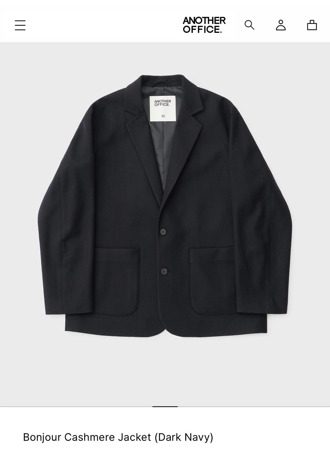 어나더오피스 봉주르 캐시미어 자켓 블레이저 다크네이비 2사이즈 판매 상품이미지1