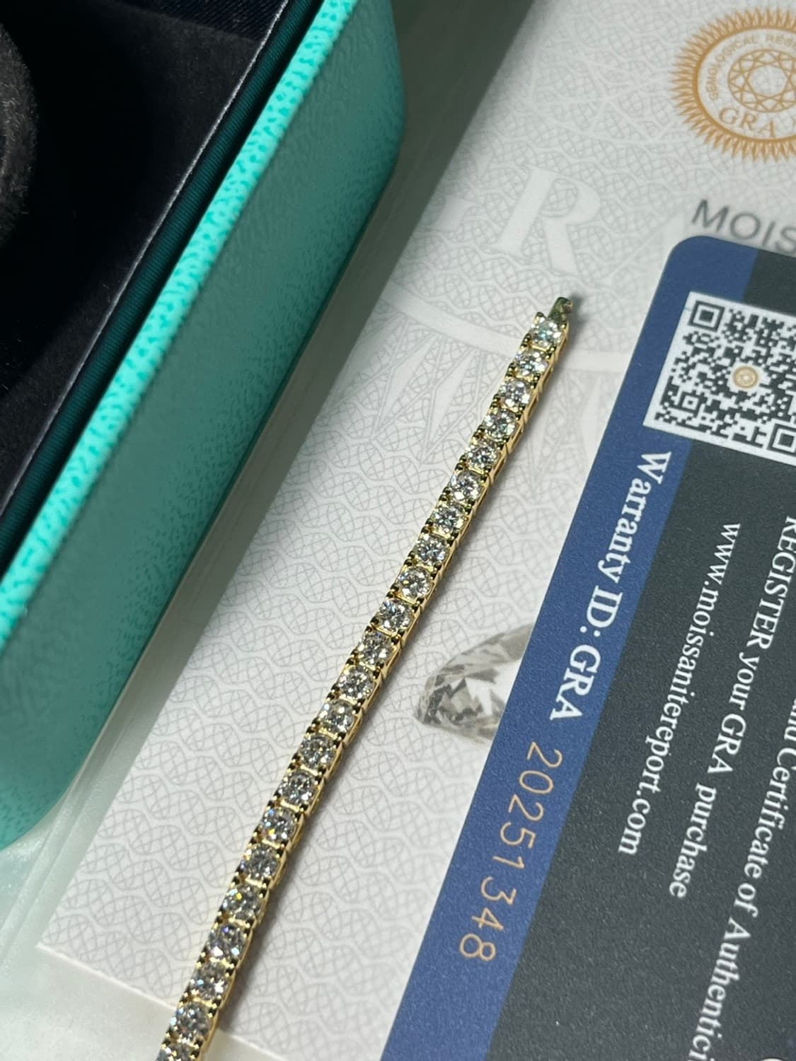 *새상품* 모이사나이트 4프롱 18k 옐로우골드 원터치 테니스 은팔찌  상품이미지5