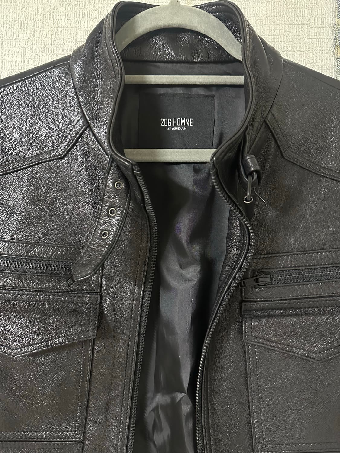 206 HOMME 고트스킨 레더 하이넥 자켓 50 size (신품급) 상품이미지4