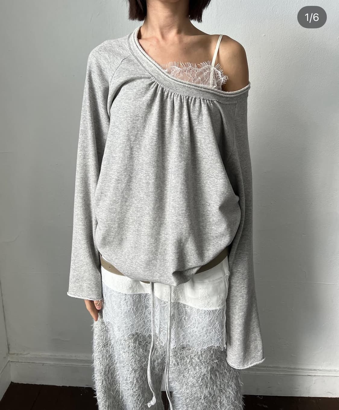 세릭 라운드 스트링 탑 그레이 Round Hem String 상품이미지2