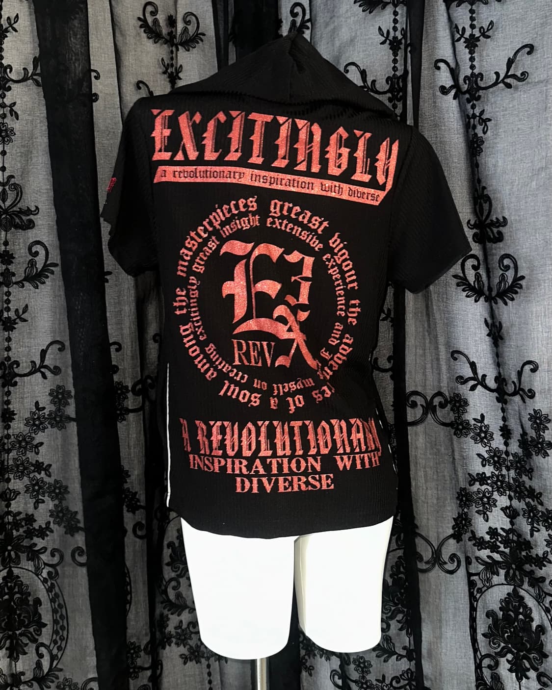 Red lettering punk hooded zip-up 상품이미지4