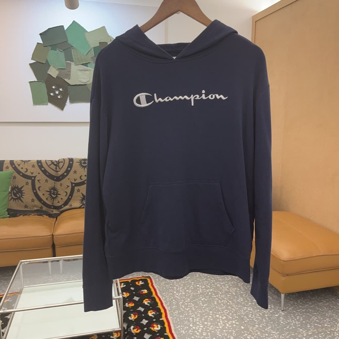 챔피언 올드스쿨 빈티지 캐주얼 빅로고 후드티 M C07703 상품이미지3