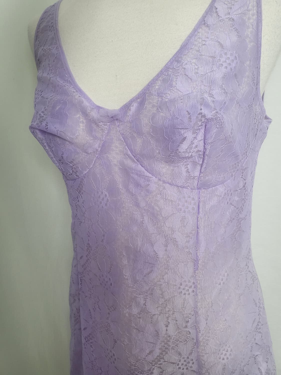 빈티지 뮤트 퍼플 레이스 슬립 원피스 상품이미지5