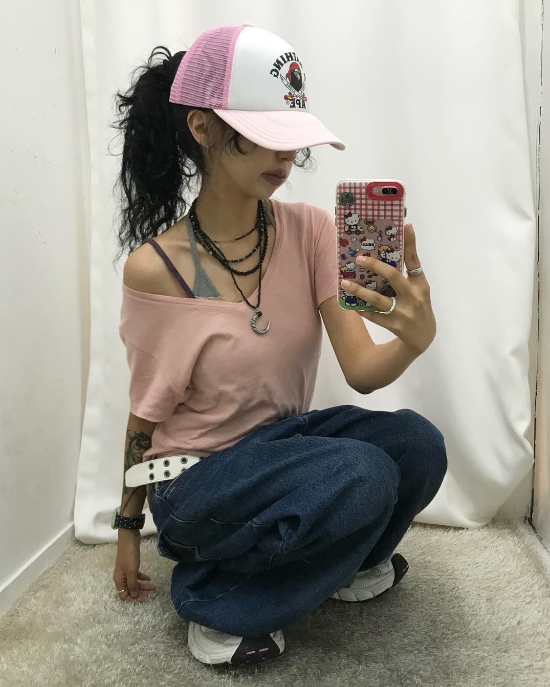 Pirate Bape Pink Mesh Cap 상품이미지2