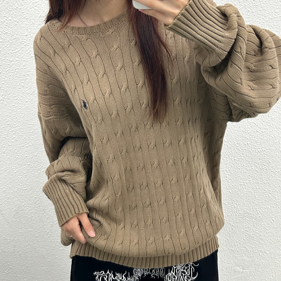 폴로 랄프로렌 박시핏 블랙포니 베이지 꽈배기 니트 105 상품이미지2