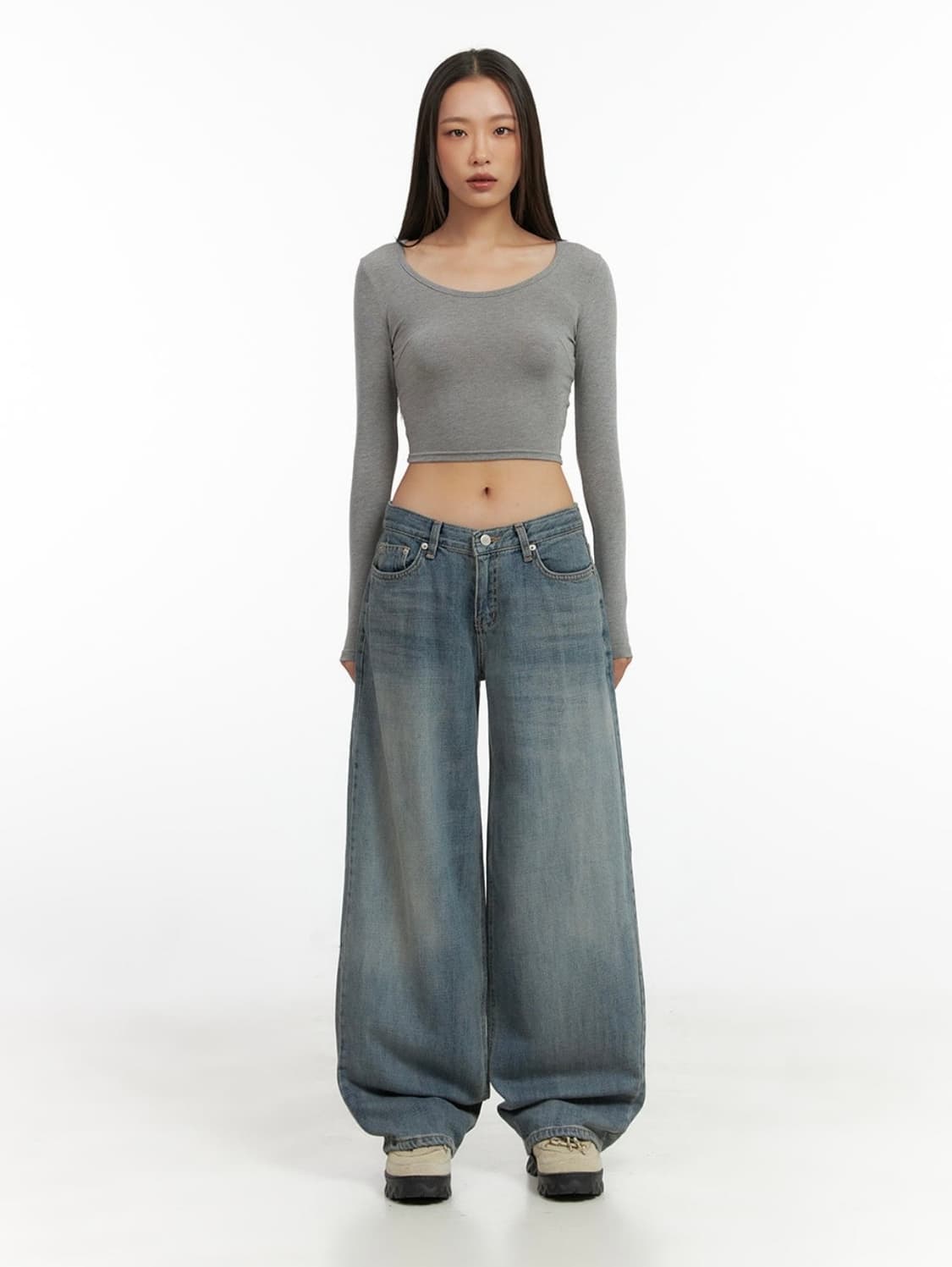 Washed Low-Waist Baggy Jeans 상품이미지2