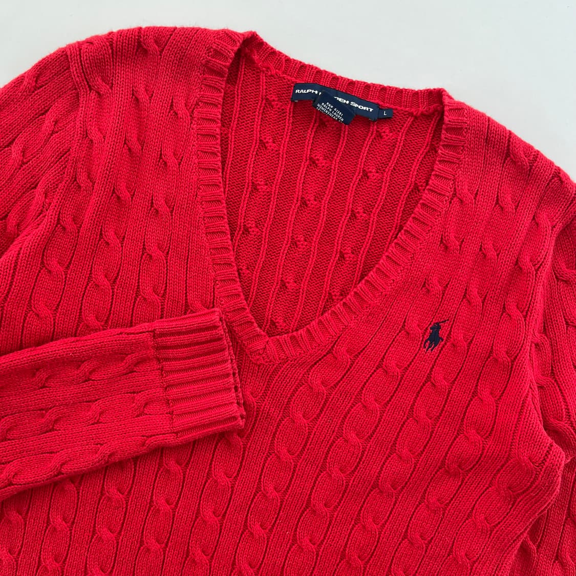 폴로 랄프로렌 레드 꽈배기 니트  상품이미지6
