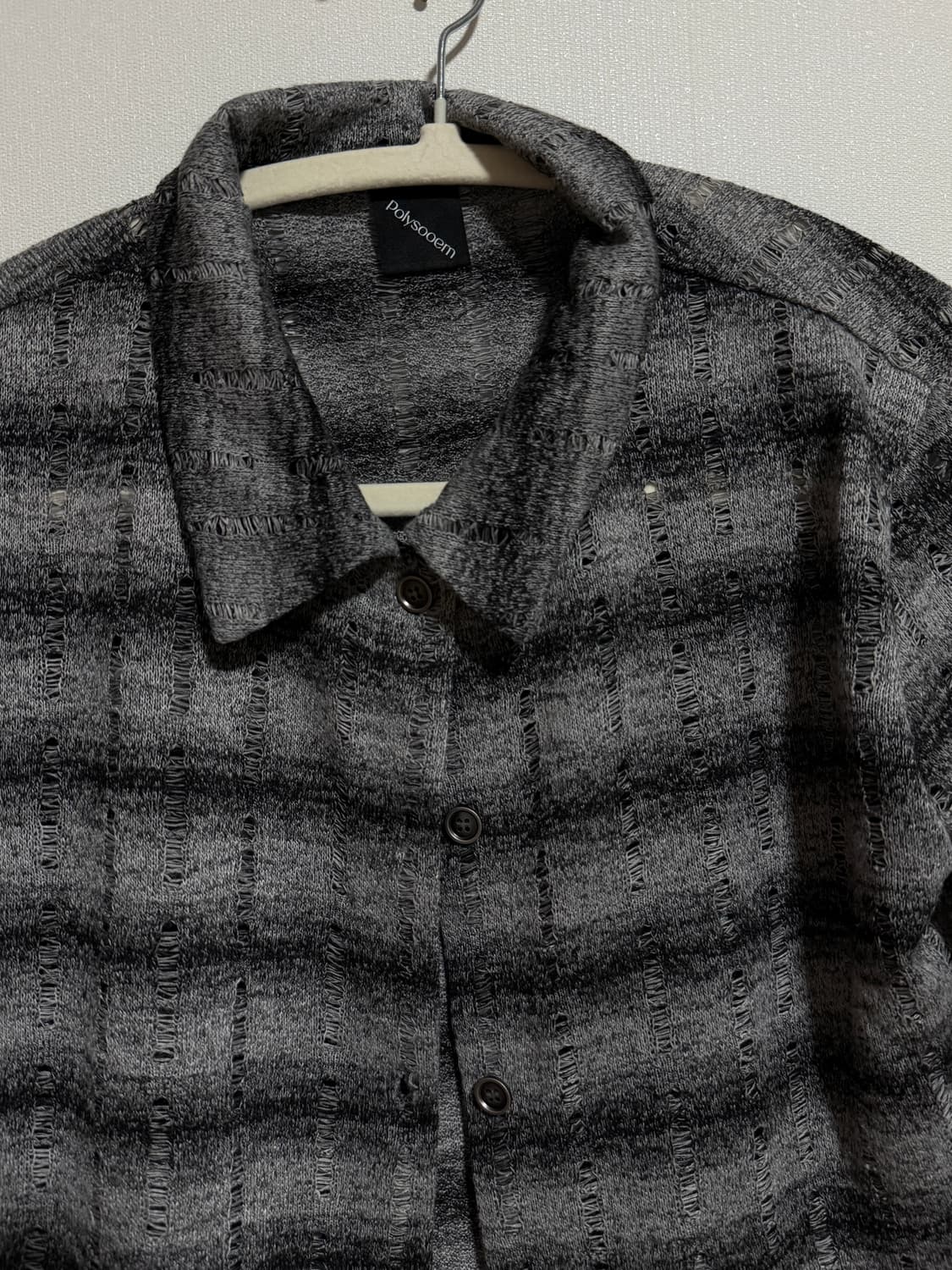 폴리수엠 Polyssoem 그런지 스트라이프 셔츠 그레이 상품이미지5