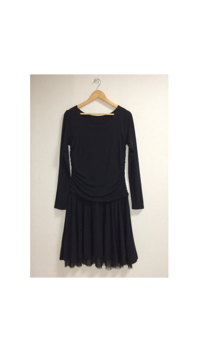 빈티지 블랙 셔링 레이스 레이어드 원피스 상품이미지1