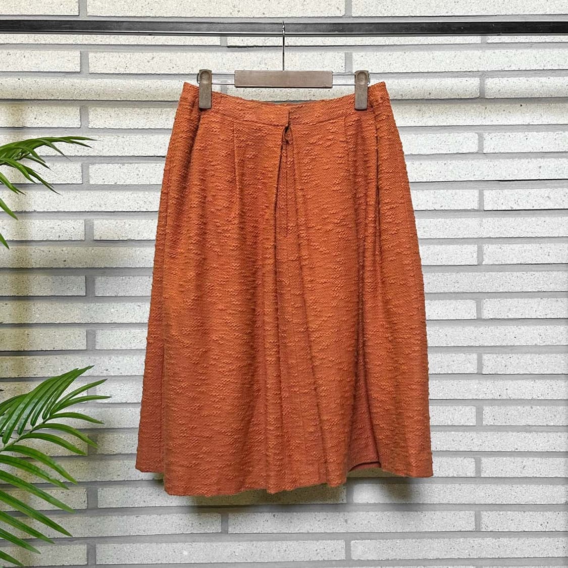 JPN VINTAGE 롱 스커트 플레어 핏 핀턱 부클 디테일 오렌지 상품이미지3