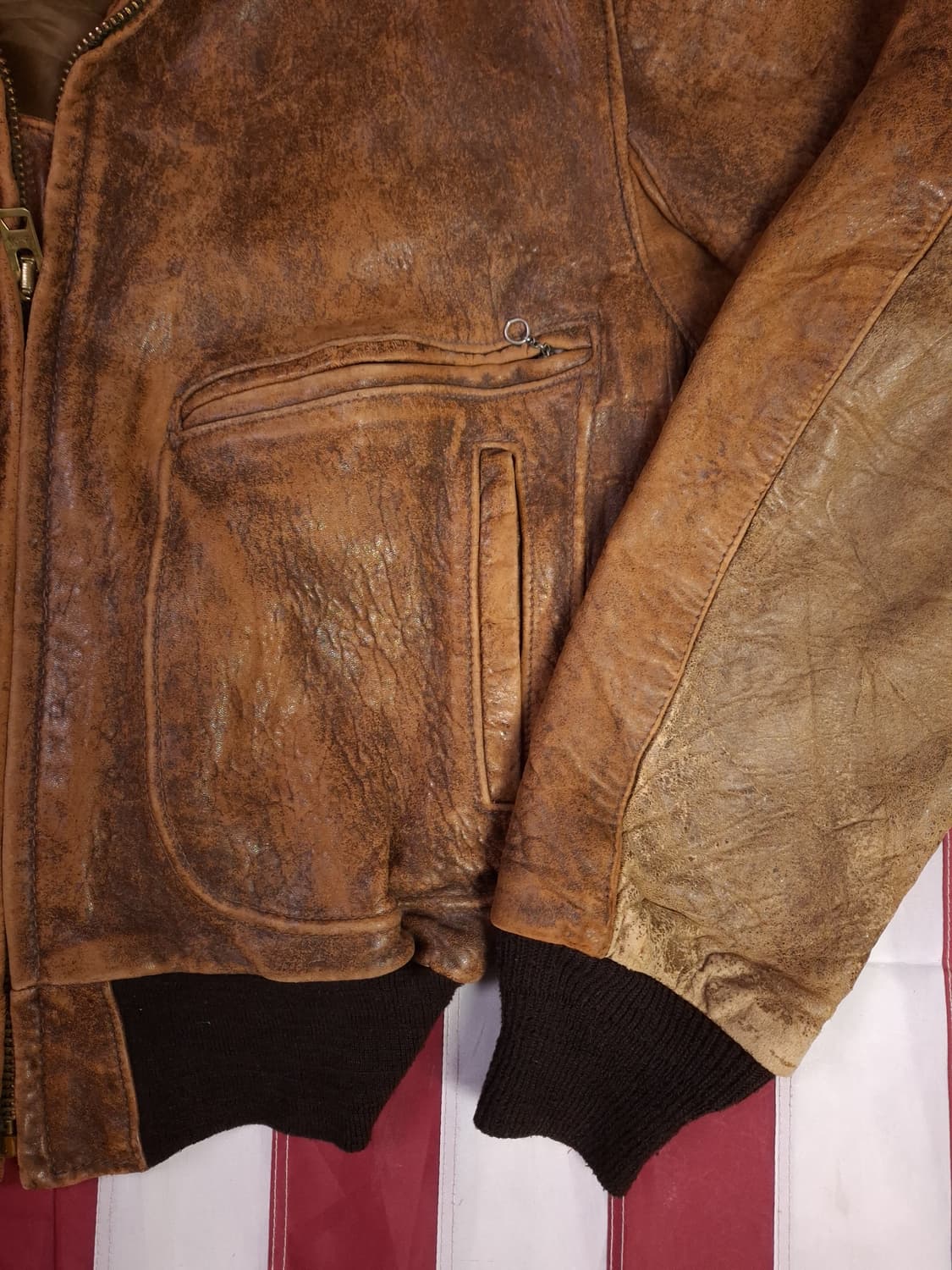 오리지날 미국제조 쇼트 리얼레더 항공점퍼 상품이미지5